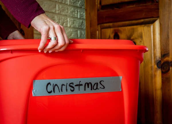Proper storage containers and labeling make all the difference in storing your holiday decorations