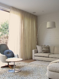 Sheer floor-to-ceiling living room curtains
