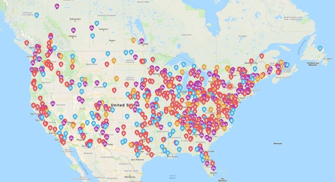 harvest host location map