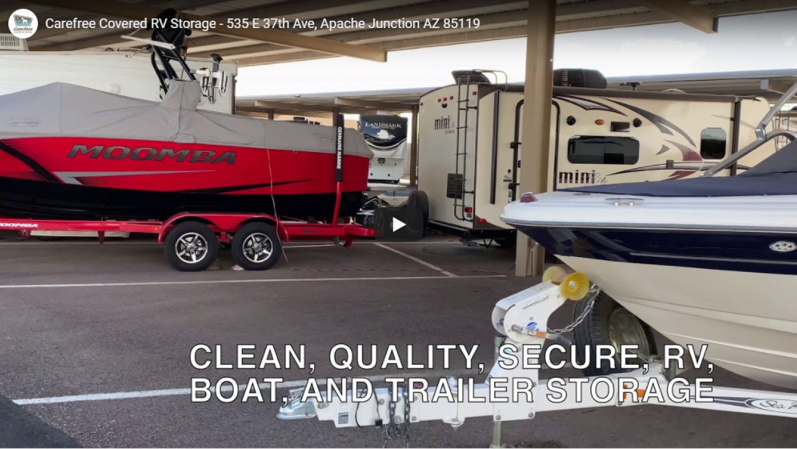 Covered RV and Boat Storage Video at Carefree in Apache Junction Arizona