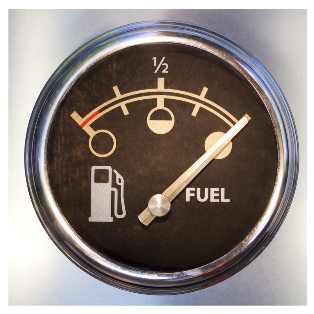 Fuel gauge showing full tank.