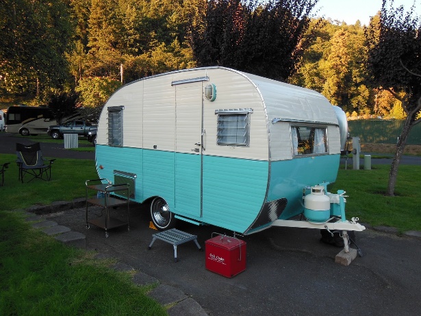 A Restored Vintage RV Travel Trailer at an RV Campground