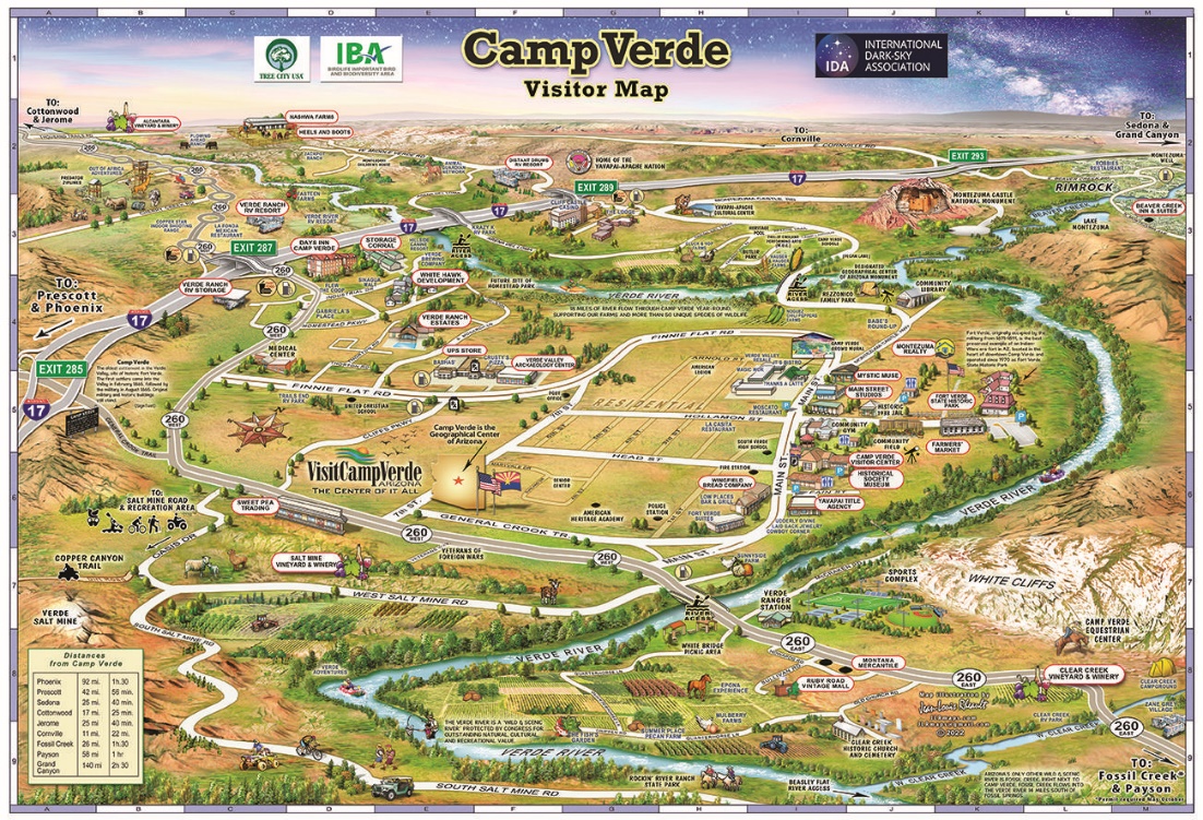 A visitor map of Campe Verde.