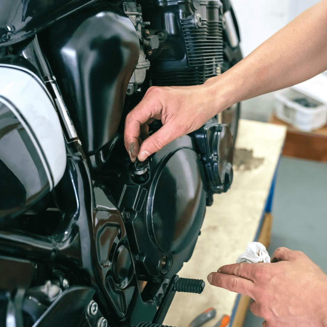 checking oil in a motorcycle